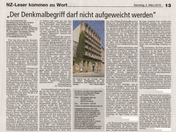 Pellerhaus Leserbrief Nürnberger Zeitung