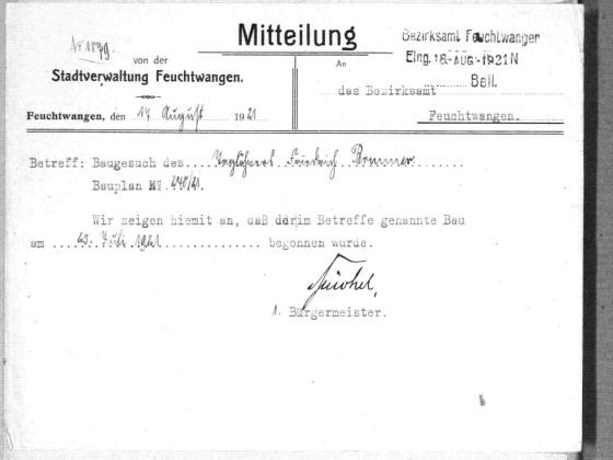 LRA Feuchtwangen, Baupläne, Feuchtwangen, Nr- 240 aus 1921, Aufnahme 17