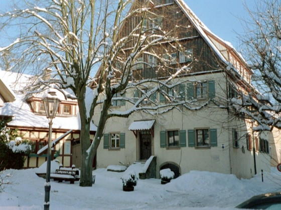 Winterbild: Fränkisches Museum mit altem Eingangsbereich