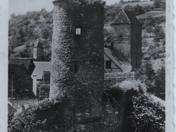 Stadtmauerpartie Ansichtskarte ca. 100 Jahre (Schneckenturm ohne Dach)
