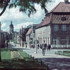 Schloss Neustrelitz Markt-Ansicht Turm Farbfoto um 1940 Ausschnitt Schlossturm Marktplatz